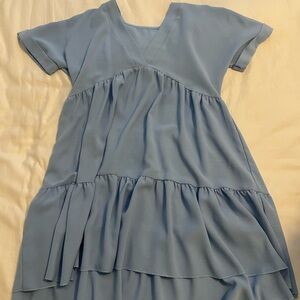 Baby blue v-neck mini dress